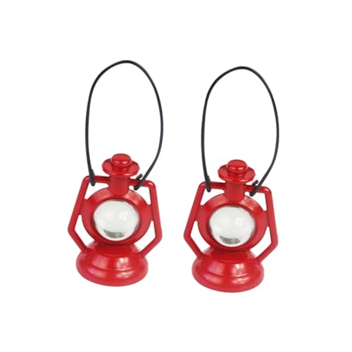 JUMPLAWN 2 Stück Mini-Petroleumlampe deko für Puppenhaus Petroleumlampe Puppenhaus-Miniaturlaternen Kinderspielzeug Puppenhaus-Versorgung Legierung rot von JUMPLAWN