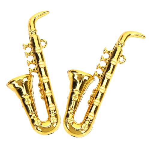 JUMPLAWN 2 Stück Mini Saxophon Retro Miniatur Puppenhaus Saxophon Modell Mini Musikinstrument Dekoration Requisite Miniatur Musikinstrumente Kleine Realistische Miniaturen Goldener von JUMPLAWN