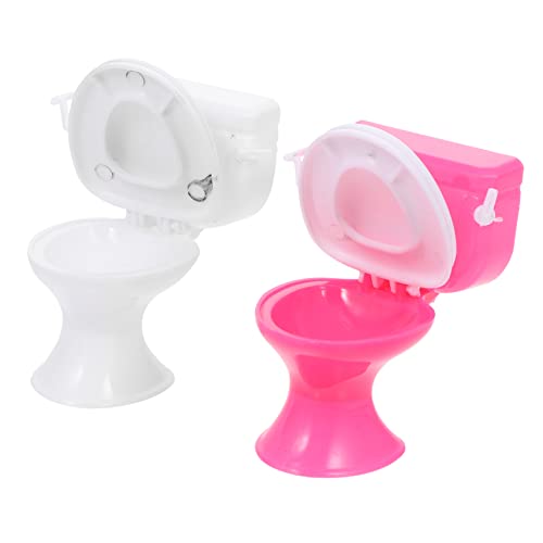 JUMPLAWN 2 Stück Mini -Tischtoilette Geschenkauswahl für interessantes Kinderspielzeug engstes nachgemachtes Kindergeschenk Plastik Weiß von JUMPLAWN