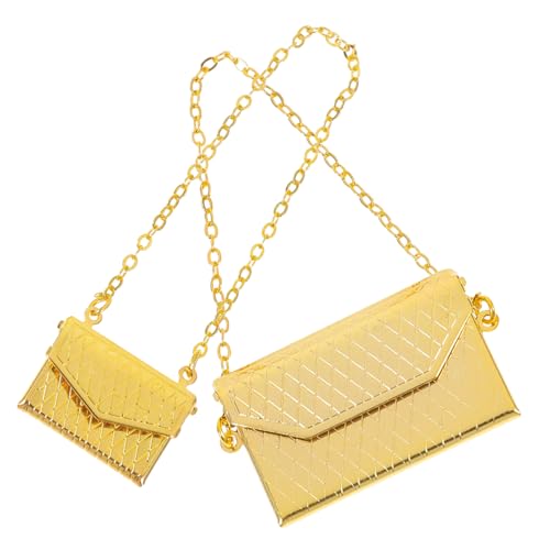 JUMPLAWN 2 Stück Mini-puppenhaus-zubehör Stütze Geldbeutel Tasche Miniatur Szene Klein Mini-hausversorgung Mini- -Layout-Requisite Puppenhauszubehör Legierung Golden von JUMPLAWN