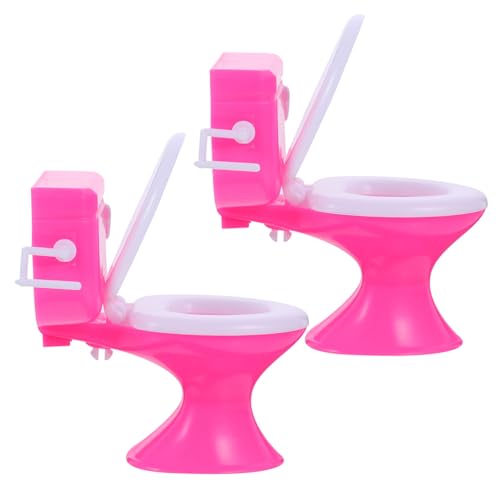 JUMPLAWN 2 Stück Mini -tischtoilette Miniatur Winzige Spielzeugtoiletten Erste Möbel Puppe Kotspielzeug Toilettenspielzeug Für Kinderspielzeug Plastik Rosa Zufällige Farbe von JUMPLAWN