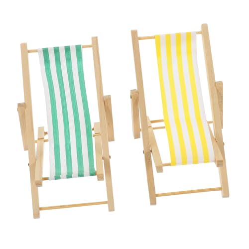 JUMPLAWN 2 Stück Miniatur Strandliegestühle für Puppenhaus Faltbare Holzmöbel mit Realistischem Design für Garten und Dekoration Sicher JUMPLAWN 2 Stück Miniatur Strandliegestühle für Puppenhaus Faltbare Holzmöbel mit Realistischem Design für Garten und Dekoration Sicher von JUMPLAWN
