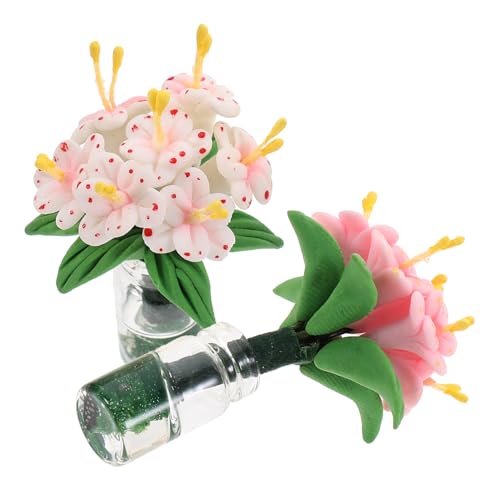 JUMPLAWN 2 Stück Miniaturpflanzen Ornament Künstliche Lilien im Topf für Puppenhaus und Miniaturgarten Dekoration für DIY Projekte und von JUMPLAWN