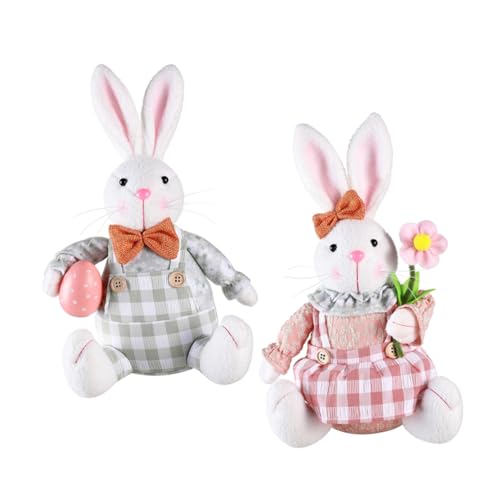 JUMPLAWN 2 Stück Osterhase Bunny kanninchen Stitch+Kuscheltier ostertischdeko Happy Easter Hasenpuppen-Ornamente Desktop-Stoffhase Festival-Puppenverzierung Feiertagshasenpuppe Plüsch JUMPLAWN 2 Stück Osterhase Bunny kanninchen Stitch+Kuscheltier ostertischdeko Happy Easter Hasenpuppen-Ornamente Desktop-Stoffhase Festival-Puppenverzierung Feiertagshasenpuppe Plüsch von JUMPLAWN