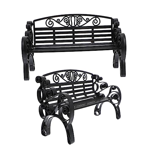 JUMPLAWN 2 Stück Stuhlmodell Miniatur Modelle klein Wohnkultur Puppenhaus-Minibank Puppenbänke Puppenstubenbank Mini-Puppenhausmöbel Puppenhausbank Modell Bank Plastik Black von JUMPLAWN