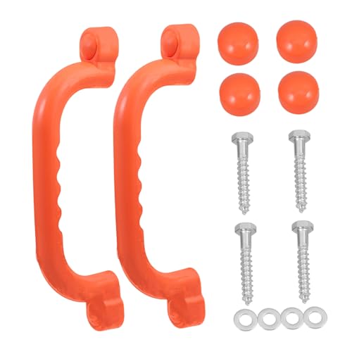 JUMPLAWN 2 Stück rutschfeste Kunststoff Handgriffe für Sicherheitsgriffe für Spielplatz Klettergerüst und Spielhäuser für Drinnen und Draußen Orange von JUMPLAWN