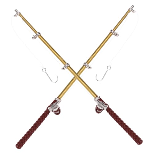 JUMPLAWN 2 Teiliges Angelruten Modell Mini Stangen Set Figur Mikro Angelrute Angelrolle Angelruten Angelrute Für Tragbare Fliegenfischer Dekoration Winzige Angelrute Winziger von JUMPLAWN
