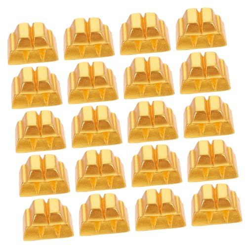 JUMPLAWN 20 Stück Goldsteindekoration Ornamente Ziegel Dekorationen Miniatur klein rechteckig puppenhaus zubehör selber Machen Mini-Modelle mit goldenen Steinen Harz von JUMPLAWN