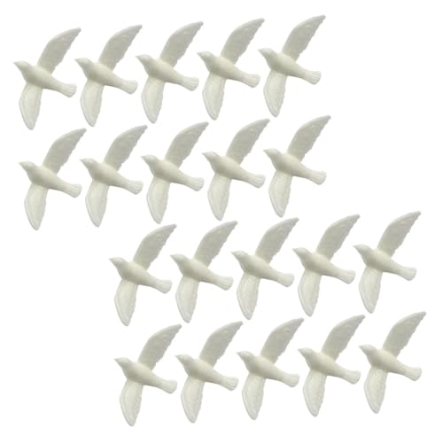 JUMPLAWN 20 Stück Kleines Weißes Taubenmodell Figur Miniaturen Kleinkinder Winzig Puppe Realistisches Vogelspielzeug Vögel Für Minihaus Mikrolandschaftsspielzeug Mini- -vögel- Harz von JUMPLAWN