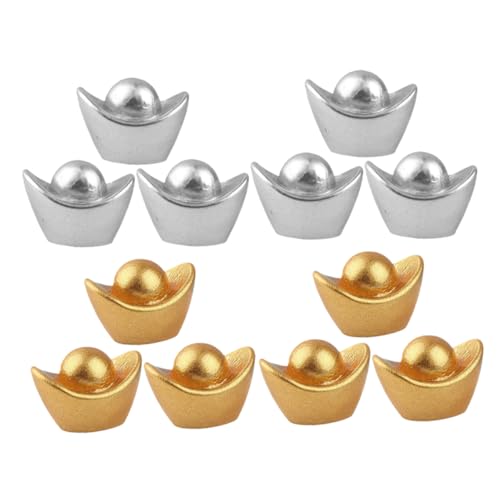 JUMPLAWN 20 Stück Mini Chinesischer Yuan Bao Barren Feng Shui Sammlerstücke Glück Yuanbao Glücksfigur Für Chinesisches Neujahr Handwerk von JUMPLAWN