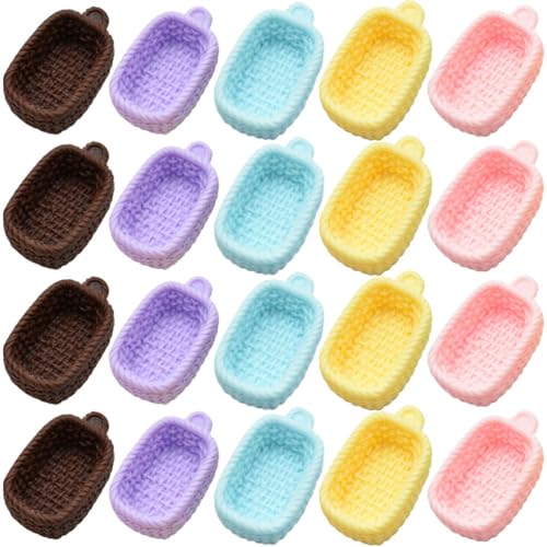 JUMPLAWN 20 Stück Mini Lebensmittelkörbe Simulierte Körbe Mini Korb Mini Zubehör Puppenzubehör Für Machen Sie Es Zu Mini Lebensmitteln Mini Dekoration Körbe Puppenhaus von JUMPLAWN