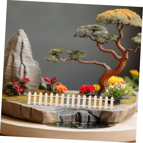 JUMPLAWN 20 Stück Teiliges Mini Holz Zaun Flexibel Puppenhaus Gartenzaun für Feengarten Mikro Landschaft DIY Bastelzaun Kreativ Projekte Naturholz Weiß Naturfarben von JUMPLAWN