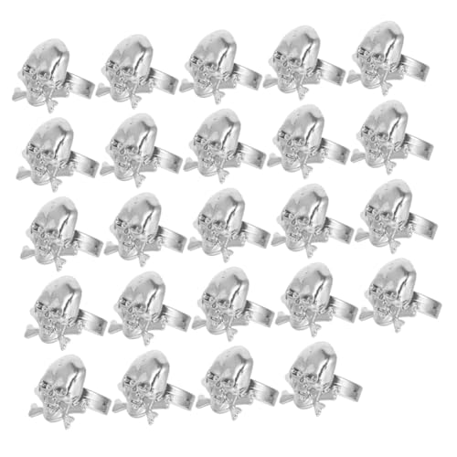 JUMPLAWN 24 Stück Teiliges Piraten Totenkopf Ringe für Silberne Kunststoffschädel Vielseitiges Halloween Piratenparty zubehör Fantasievolle Spielringe für Jungen und Mädchen JUMPLAWN 24 Stück Teiliges Piraten Totenkopf Ringe für Silberne Kunststoffschädel Vielseitiges Halloween Piratenparty zubehör Fantasievolle Spielringe für Jungen und Mädchen von JUMPLAWN