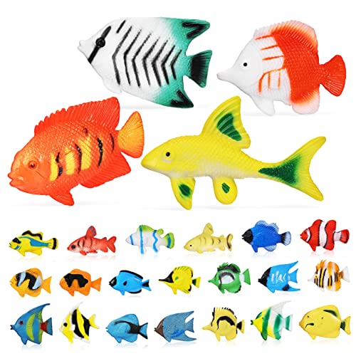 JUMPLAWN 24Stücke Tropische Fischfiguren Lernspielzeug für Realistische Ozeanfischmodelle für Party Dekoration und Badespaß als Geschenkset für Kreative Spielideen von JUMPLAWN