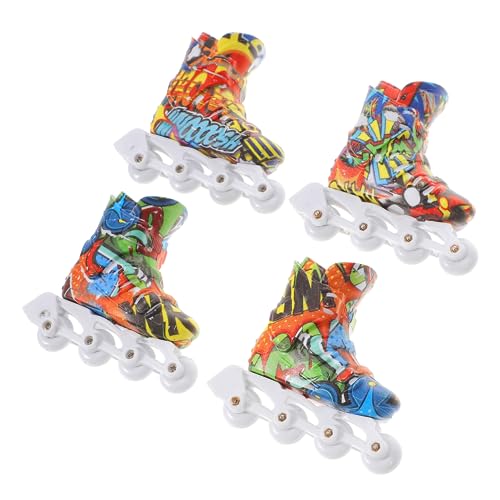 JUMPLAWN 2Paare Finger Skateboard Fingerschlittschuhe aus Robustem Spaß für Erwachsene zur Stressbewältigung und Kreativen Zufällige Muster von JUMPLAWN