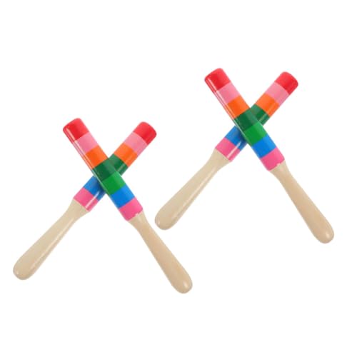 JUMPLAWN 2Paare Holz Rhythmussticks für Dekorative Percussion Instrumente Musikinteresse und Hand Auge Koordination für Vorschule und Musikunterricht von JUMPLAWN