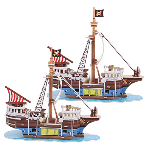 JUMPLAWN 2Sätze Piratenschiff Puzzle für Papierpuzzle Modell Bausatz zur Montage Eines Segelboot Kreatives Basteln für und für Anlässe von JUMPLAWN