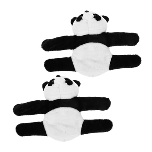 JUMPLAWN 2Stücke Panda Slap Armband aus Plüsch Kuscheltier Hugger für Dekoratives Cartoon Stofftier Armband Langlebig und Sicher zum für Partys von JUMPLAWN