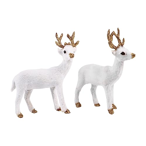 JUMPLAWN 2Stücke Zwei Plüsch Sika Hirsch Statuen Niedliche Dekoration für Zuhause Set Ornament aus Strapazierfähigem Plüsch für Erwachsene Vielseitig Einsetzbar von JUMPLAWN