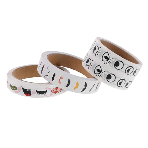 JUMPLAWN 3 Rollen Kreative Selbstklebende Augenaufkleber mit Bunten Papierbasierten Mund und Schnurrbart Labels Stark Haftend für Scrapbooking Notizbücher und DIY Dekorationen von JUMPLAWN