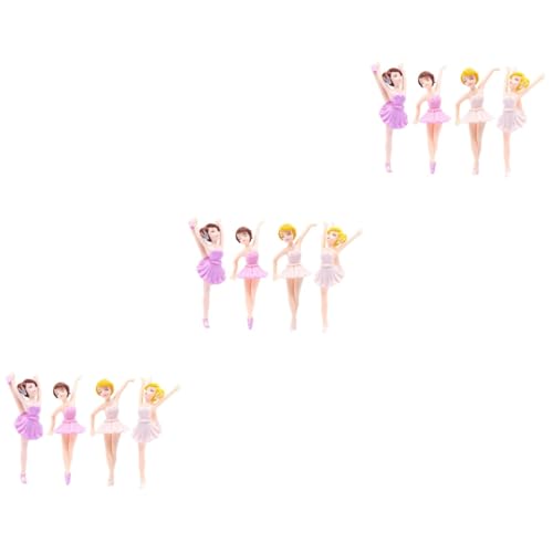 JUMPLAWN 3 Sätze Ballerina-mädchen-ornamente Riesiges Lollipop- Schildkrötendekoration Rosa Krone Reize Geburtstagskuchen Deko Bastelset Cupcake-topper Backdekorationen Pvc 4 Stück * 3 von JUMPLAWN