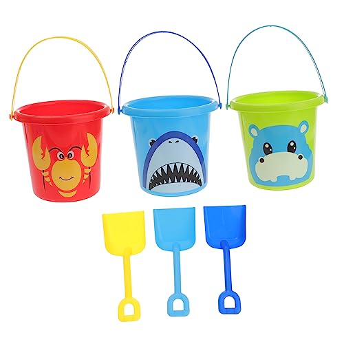JUMPLAWN 3 Sätze Strandeimer Cartoon-Eimer Fliegen Sandspielspielzeug Schaufel Seersucker Mini-Schaufel- Unkrautstecher Pavillon Kind Cartoon- Mini-Eimer Plastik von JUMPLAWN