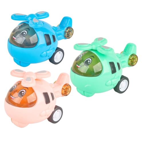 JUMPLAWN 3 Stück Automodell Kinderauto Trägheitsspielzeugauto Trägheitskleinflugzeug Cartoon Muster Lernspielzeug Kleinflugzeugmodell Kinderauto Trägheitsauto Abs von JUMPLAWN