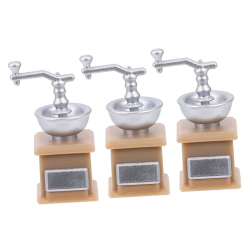 JUMPLAWN 3 Stück Mini-Hand-Kurbel-Bohnenschleife puppenhaus küchenzubehör puppenhaus deko Puppenhaus Kaffeezubehör Miniaturgerätemodell Mini-Küchenkaffeemühle Plastik von JUMPLAWN