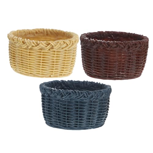 JUMPLAWN 3 Stück Mini -Korbspielzeug Mini-Picknickkörbe winzig Kleiner Bastelkorb Gewebte geflochtener Miniaturkorb kreativer Mini-Korb Miniatur -Chhistmas -Korb Harz von JUMPLAWN