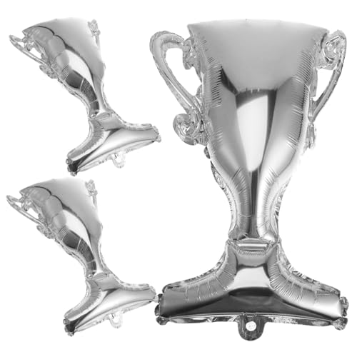 JUMPLAWN 3 Stück Teiliges Aluminium Folienballon in Silber Champion Trophäe für Abschlussfeier Dekoration Langlebige Party Ballon Deko für Geburtstag Fotohintergrund und von JUMPLAWN