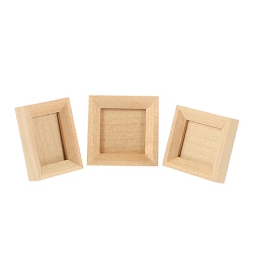 JUMPLAWN 3 Stück Teiliges Mini Holz Bilderrahmen für Puppenhaus Handgefertigte Miniatur Fotorahmen Dekorative DIY Bastelrahmen für Puppenhaus Geeignet für Kleine Wohnszenen und von JUMPLAWN