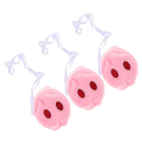 JUMPLAWN 3 Stücke Cartoon Schweinenase Cosplay Zubehör für Kinder Tragbare Plüsch Nase Requisite für Halloween und Mottopartys von JUMPLAWN