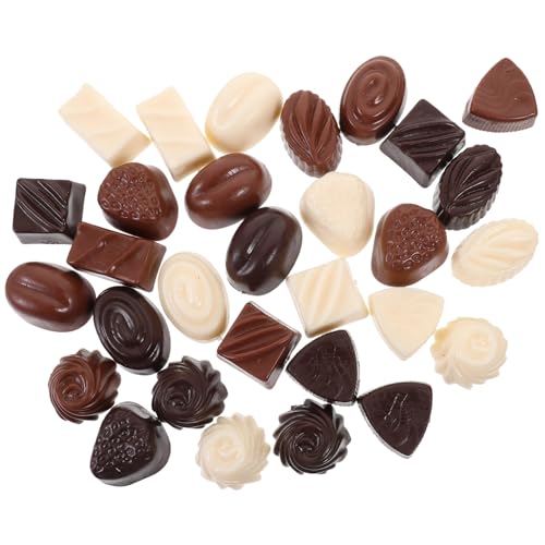 JUMPLAWN 30 Stück Schokoladen-Ornamente gefälschte Pralinen künstliche Schokolade Stütze gefälschtes Essen biegbar Desktop-Schokoladenmodell kleines Schokoladendekor PVC von JUMPLAWN