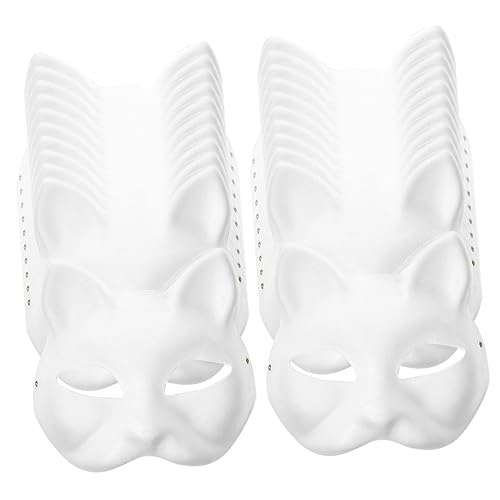 JUMPLAWN 30Stücke Leere Katzenmasken Unbemalte DIY Papiermasken für Kunstunterricht Basteln und Kostümpartys für Halloween und Festivals JUMPLAWN 30Stücke Leere Katzenmasken Unbemalte DIY Papiermasken für Kunstunterricht Basteln und Kostümpartys für Halloween und Festivals von JUMPLAWN