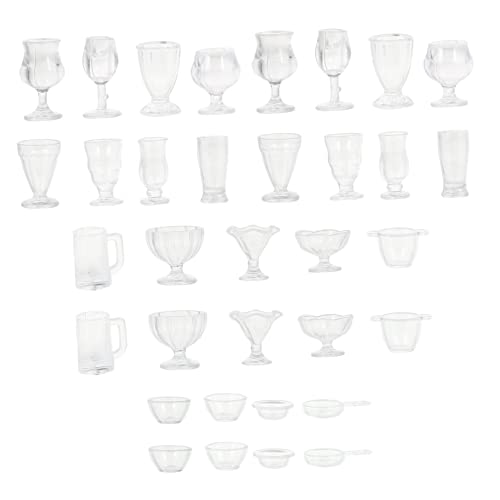 JUMPLAWN 34 Stück Süßigkeiten Modell Getränke Mini Frappe Becher Schlüsselanhänger Schalen 1/17 Puppenhaus Miniatur Bierkrug Miniatur Tasse Wasserkocher Miniatur Becher von JUMPLAWN