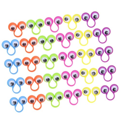 JUMPLAWN 36 Stück Fingeraktivitätsring Party Kinderspielzeug Augäpfel Halloween- Augen Fingerspielzeug Augapfelring Puppen-Augäpfel- Plastik Zufällige Farbe von JUMPLAWN