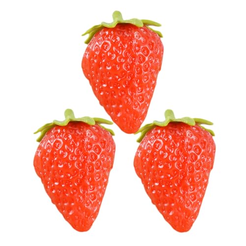 JUMPLAWN Künstliche Erdbeeren 3 Stücke Realistische Obstdekoration für Kinder Lebensnahe Simulation Erdbeere aus PVC für Party und Tischdekorationen für Spielküchen und Lernspielzeug JUMPLAWN Künstliche Erdbeeren 3 Stücke Realistische Obstdekoration für Kinder Lebensnahe Simulation Erdbeere aus PVC für Party und Tischdekorationen für Spielküchen und Lernspielzeug von JUMPLAWN