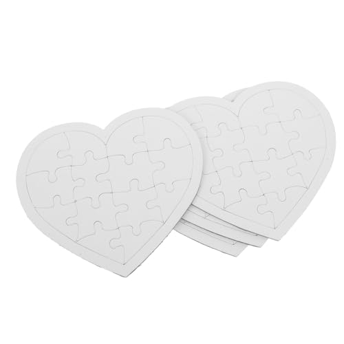 JUMPLAWN 4 Blätter Blankes Puzzle zum Herz Puzzlestücke für DIY Gestaltung Kreatives Graffiti für Fördert Konzentration und Problemlösungsfähigkeiten von JUMPLAWN
