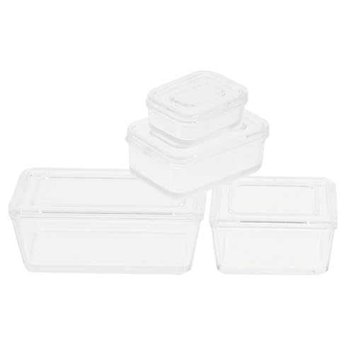 JUMPLAWN 4 Stück Boxen Aufbewahrungsbox Für Miniatur Puppenhaus Fach Kleine Organizer Snacks Mädchen Durchsichtig Puppenhausbedarf Puppenhauszubehör Mini Basteln von JUMPLAWN