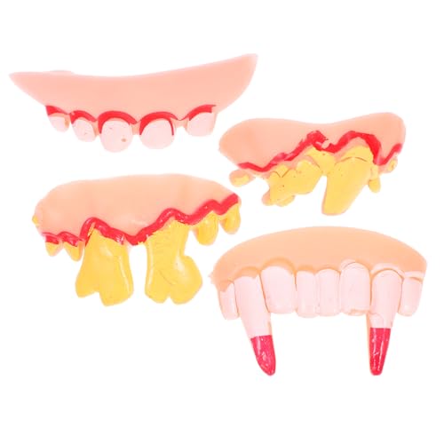 JUMPLAWN 4 Stück Gefälschte Zahnprothesen Cosplay-zahnersatz Lustige Zähne Als Dekoration Kostüm Zähne Falsche Zähne Für Halloween Hässliche Halloween-kostüme Falsche Zähne Lustig Gummi von JUMPLAWN