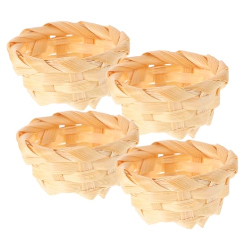 JUMPLAWN 4 Stück Mini-Bambuskorb Mini-Puppenhaus-Zubehör Blumenkorb Puppenhauszubehör Mini -Korb Puppenhaus-Minikorb winziger Miniaturkorb Kleiner Korb Bast Beige von JUMPLAWN