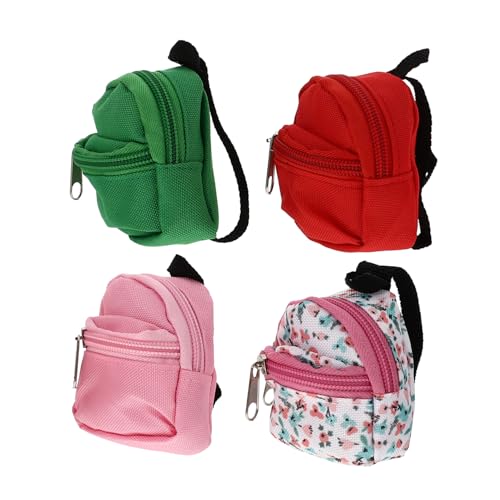 JUMPLAWN 4stücke Mini Schulrucksack Modell Puppenhaus Zubehör Für Miniature Dekoration DIY Szenen Und Blumenmuster Für Spielzeughäuser Und Kreative Bastelprojekte von JUMPLAWN