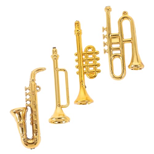 JUMPLAWN 4 Stücke Mini Instrument Decor Musical Requisiten Miniatur Musical Instruments Mini Saxophon Modell Für Puppenhaus Szene von JUMPLAWN
