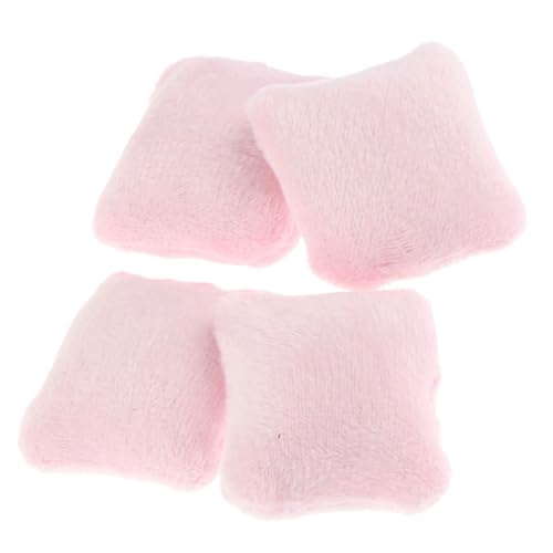 JUMPLAWN 4 Stück Puppenhaus-Kissen Modern Süßes Zimmerdekor Mini Dekorative Kissen Puppenhauskissen Entzückendes Kissenmodell DIY-versorgung Dekoratives Kissenmodell Flanell Rosa von JUMPLAWN