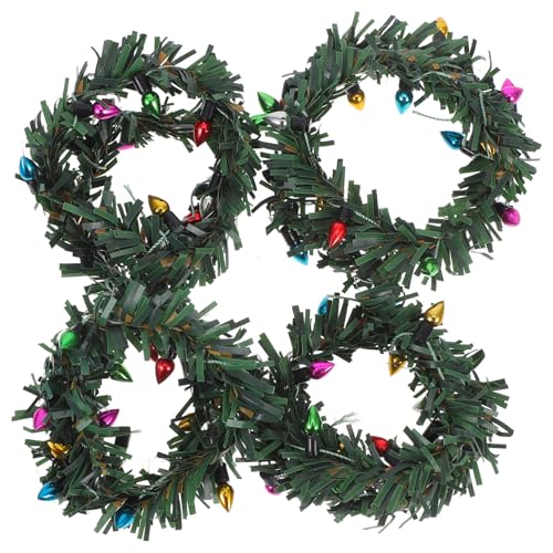 JUMPLAWN 4 Stück Puppenhaus Ornamente Dekoration Miniatur Lichter Mini Kranz Weihnachtskranz LED Mini Hauskranz Dekorativer Kranz Weihnachten Außendekor Girlande Kunststoff JUMPLAWN 4 Stück Puppenhaus Ornamente Dekoration Miniatur Lichter Mini Kranz Weihnachtskranz LED Mini Hauskranz Dekorativer Kranz Weihnachten Außendekor Girlande Kunststoff von JUMPLAWN