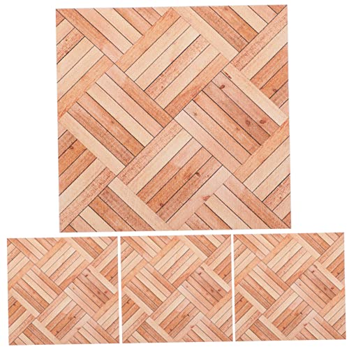 JUMPLAWN 4 Stück Simulierter Holzmaserungsboden Miniatur Puppenhaus Puppenhaus Kleines Kleines Mini Boden Zum Basteln Mini Boden Für Kleines Puppenhaus Zubehör PVC von JUMPLAWN