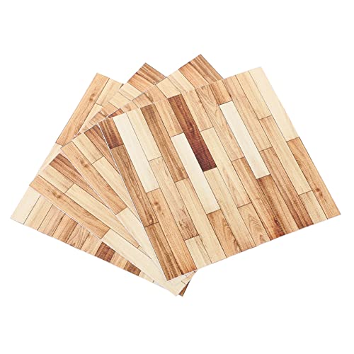 JUMPLAWN 4 Stück Simulierter Holzmaserungsboden Tiny Homes Kleines Kleines Miniatur Dielendekoration Miniatur Puppenhausboden Puppenhausminiaturen Puppenhauszubehör PVC von JUMPLAWN