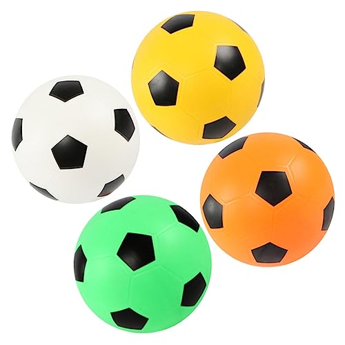JUMPLAWN 4 Stück Teiliges Fußballspielset aus Strapazierfähigem Aufblasbar Soft Fußbälle in Weiß Gelb Orange und Grün für Drinnen und Draußen Fördert Koordination und Teamspiel von JUMPLAWN