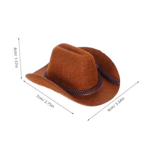 JUMPLAWN 4 Stück Teiliges Mini Cowboy Hut Flockierte Miniatur Hüte für Puppenhaus Dekorationen Glatte Kanten Western Stil Kreative Bastelaccessoires für Kleine Puppen und DIY Projekte von JUMPLAWN