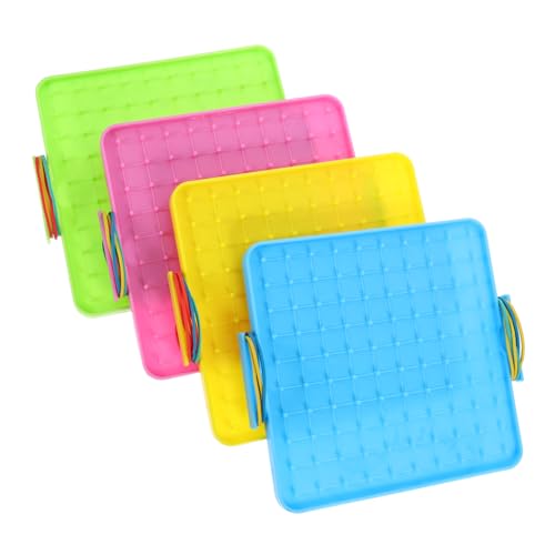 JUMPLAWN 4 Stück Teiliges Set Geoboard aus Kunststoff Mathematisches Lernspielzeug für Doppelseitig mit Gummibändern Pädagogisches Material Kreativität und Feinmotorik für JUMPLAWN 4 Stück Teiliges Set Geoboard aus Kunststoff Mathematisches Lernspielzeug für Doppelseitig mit Gummibändern Pädagogisches Material Kreativität und Feinmotorik für von JUMPLAWN